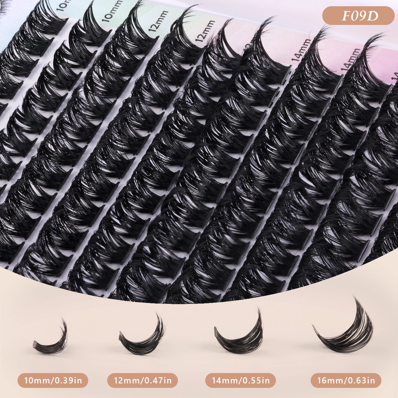Fluffy C-Curl Cluster Lashes - Natural Volume for Hooded Eyes-F09 thumbnail