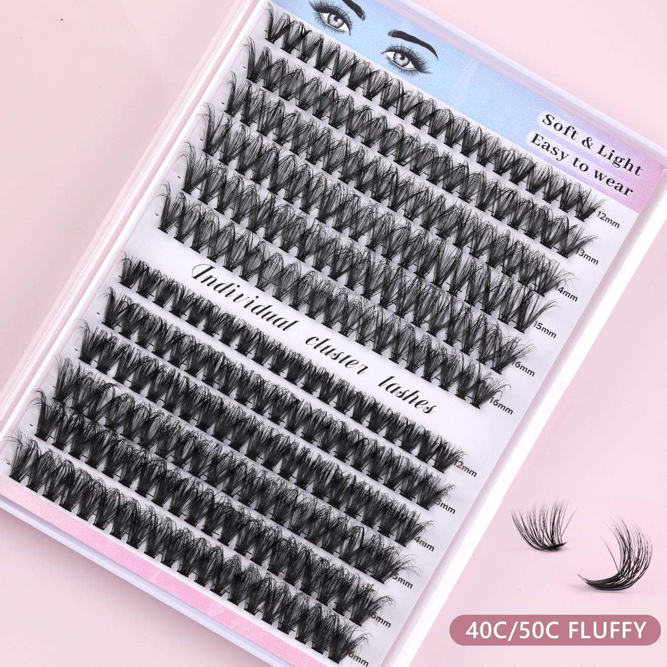 DIY Cluster Lashes Kit – Professional Extensions at Home 40C/50C Fluffy