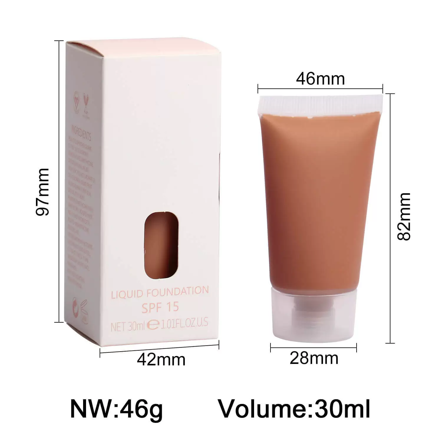 Long-Lasting Full Coverage Foundation – 30ml Cream Foundation (Hydrating, Transfer-Proof, Soft Tube)