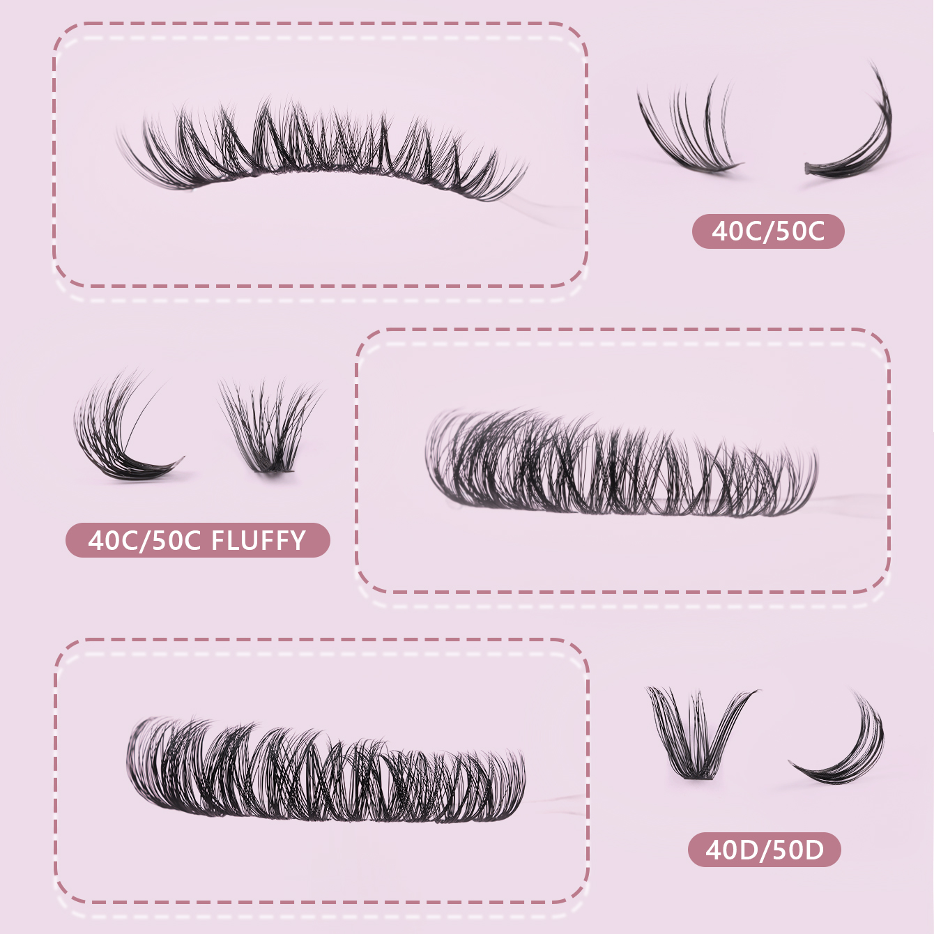 DIY Cluster Lashes Kit – Professional Extensions at Home 40C/50C Fluffy thumbnail