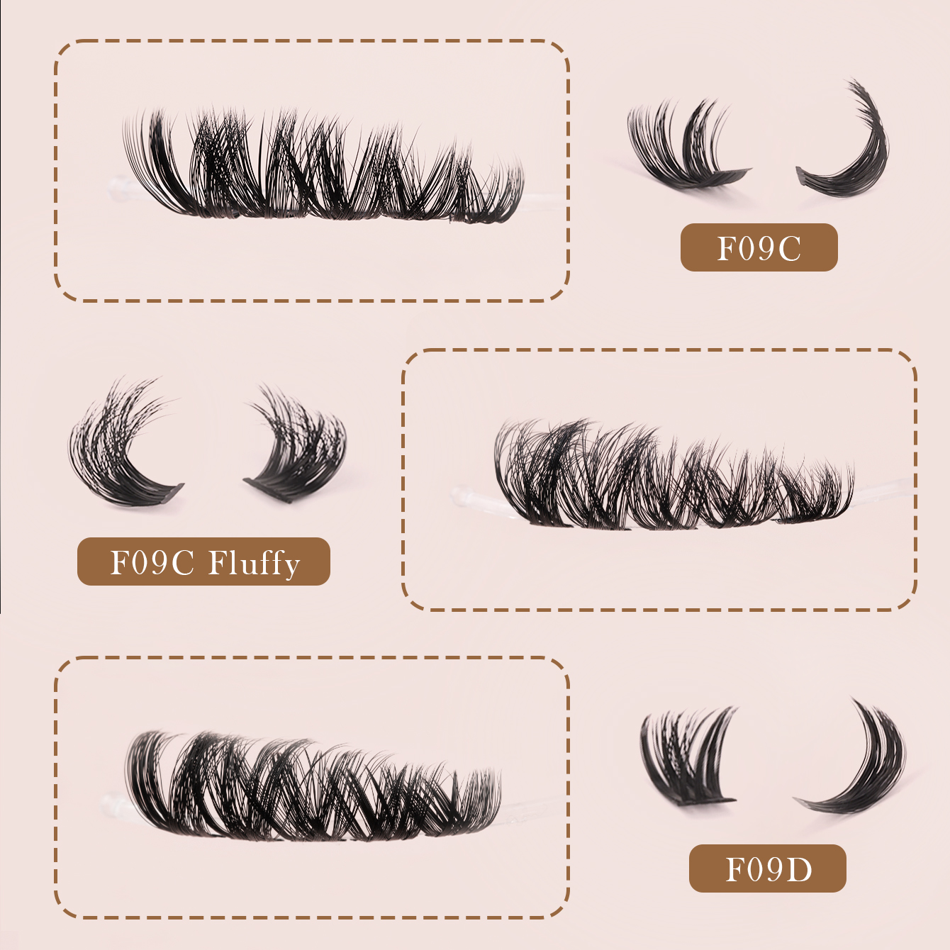 Fluffy C-Curl Cluster Lashes - Natural Volume for Hooded Eyes-F09 thumbnail