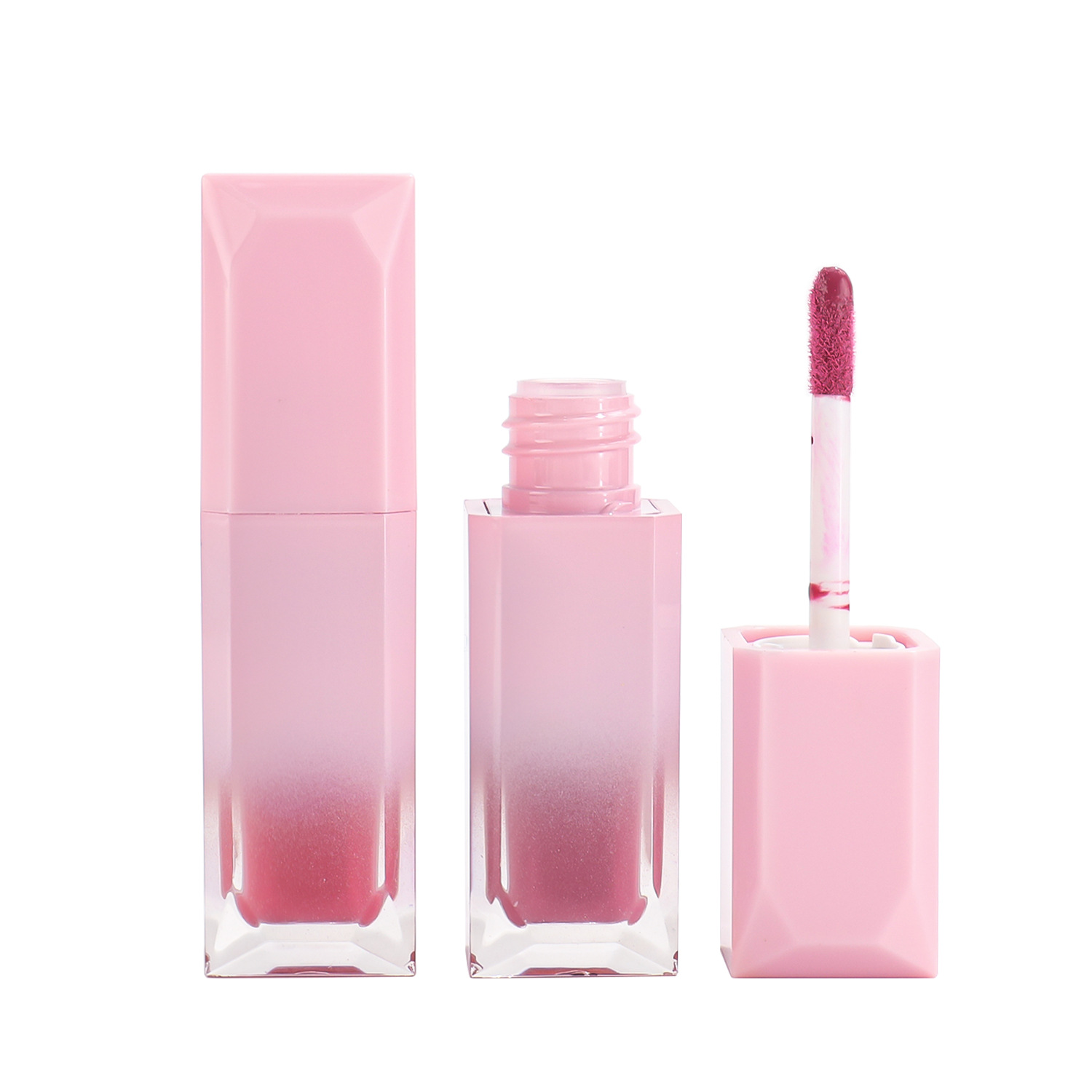 Pink Gradient Lip Gloss Tube - Customizable Cosmetic Packaging for Lip Products