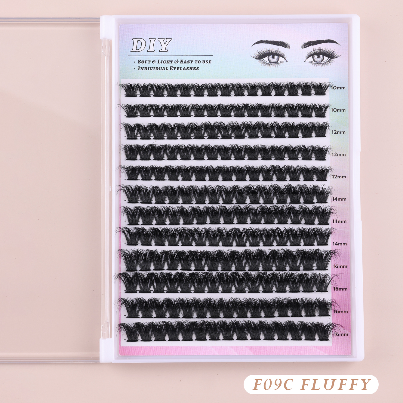 Fluffy C-Curl Cluster Lashes - Natural Volume for Hooded Eyes-F09 thumbnail