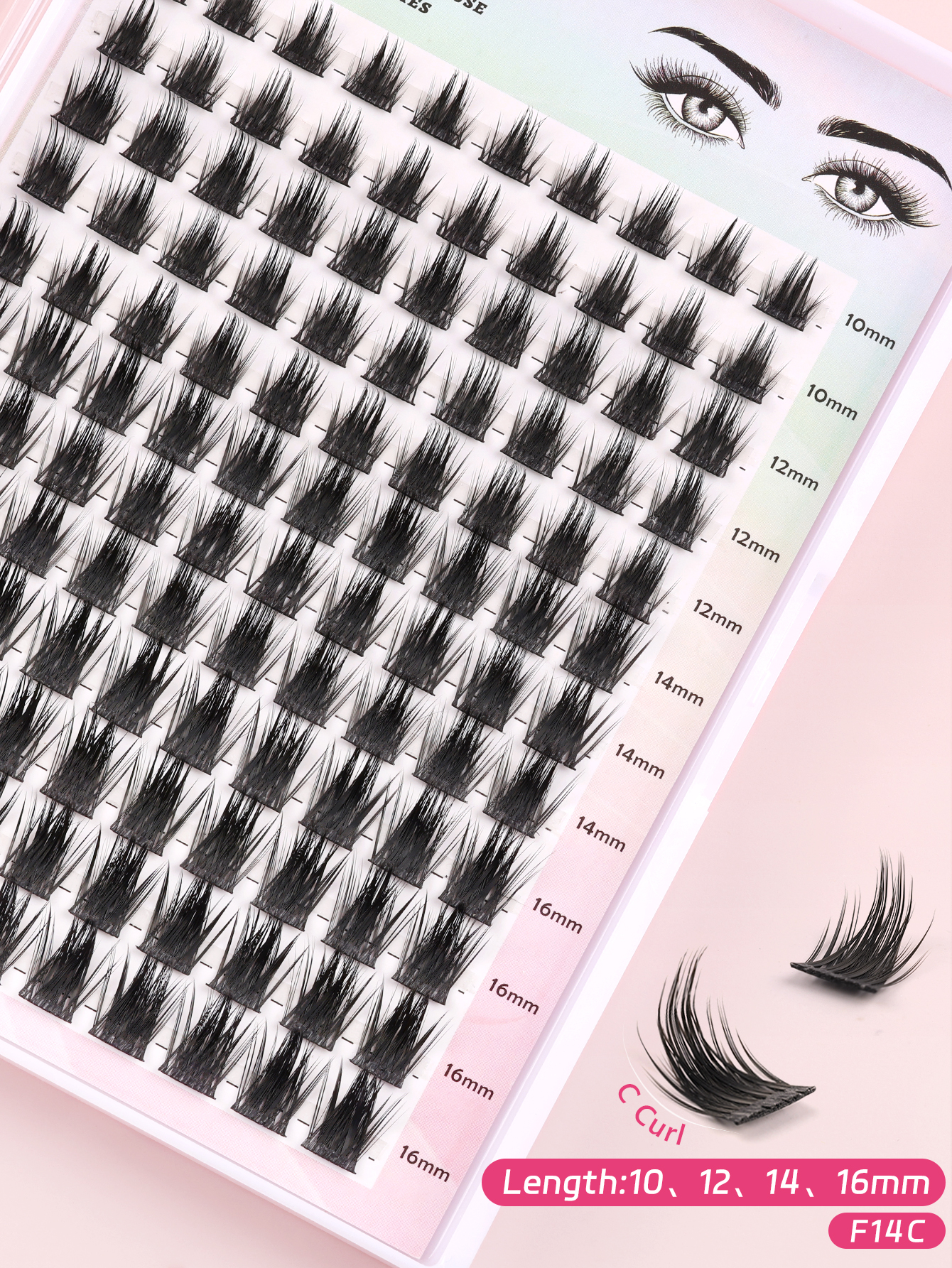D-Curl Cluster Lashes for Doll Eye Effect-F14 thumbnail