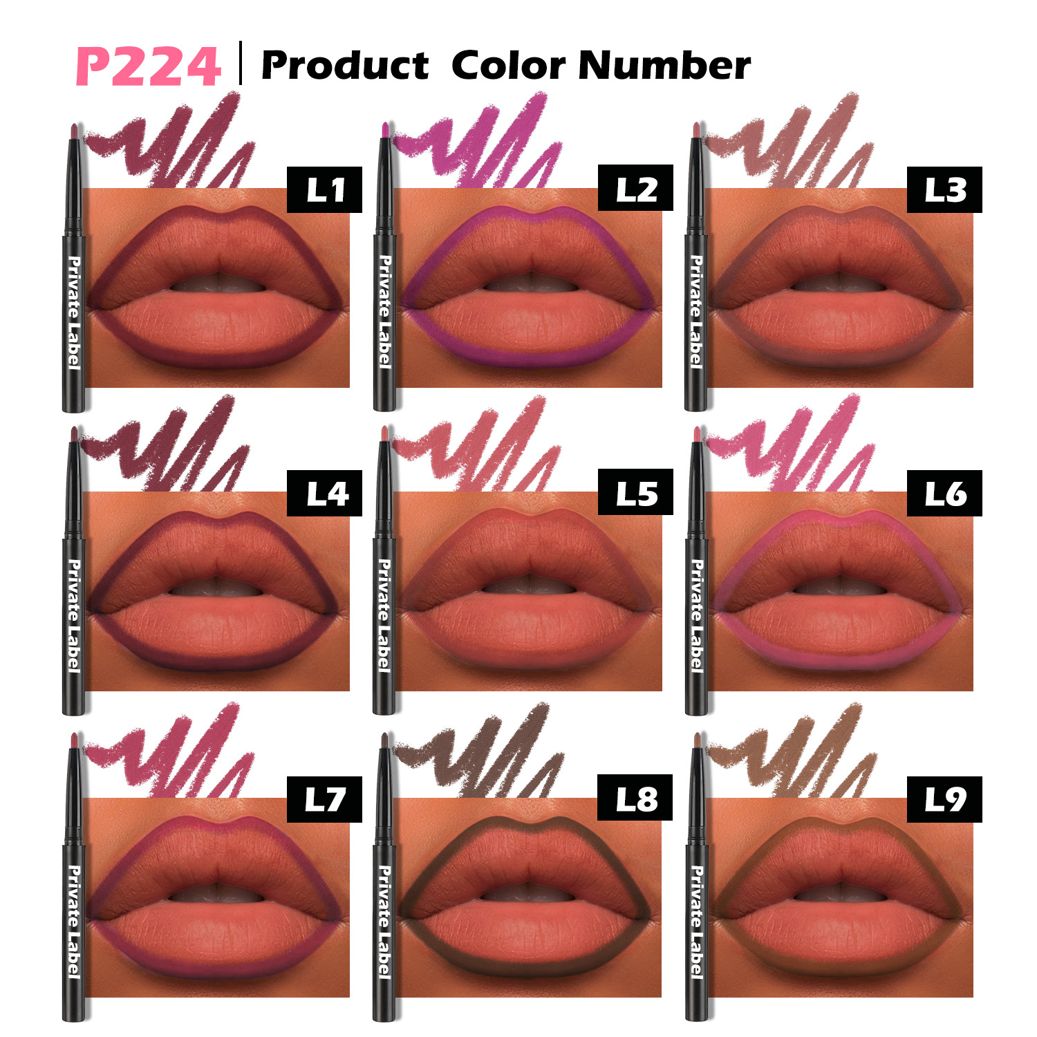 Matte Lip Liner (9 Colors) - Waterproof, Smudge-Proof & Customizable (50+ Units) thumbnail
