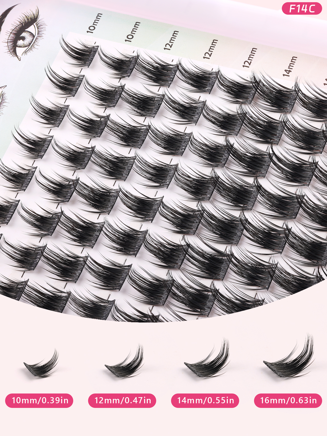 D-Curl Cluster Lashes for Doll Eye Effect-F14 thumbnail
